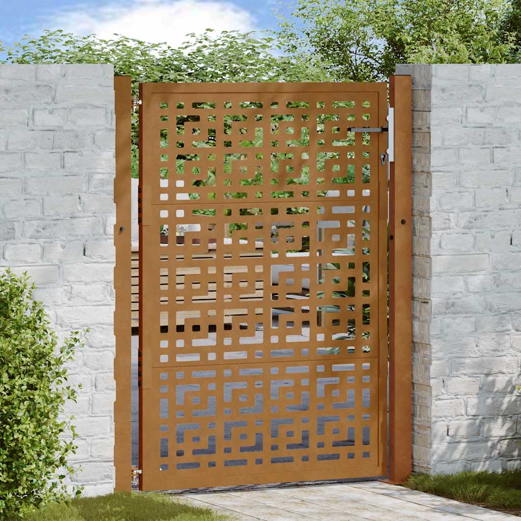 vidaXL Cancello da Giardino 105x130 cm Acciaio Corten Design a Croce