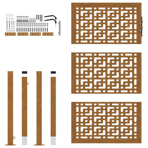 vidaXL Cancello da Giardino 105x155 cm Acciaio Corten Design a Croce