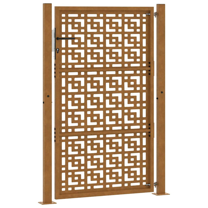 Cancello da Giardino 105x155 cm Acciaio Corten Design a Croce 4101006