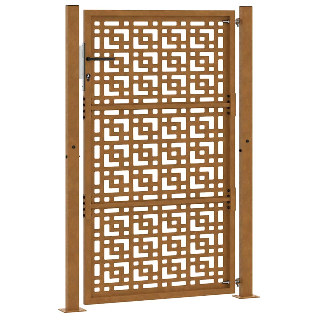 vidaXL Cancello da Giardino 105x155 cm Acciaio Corten Design a Croce