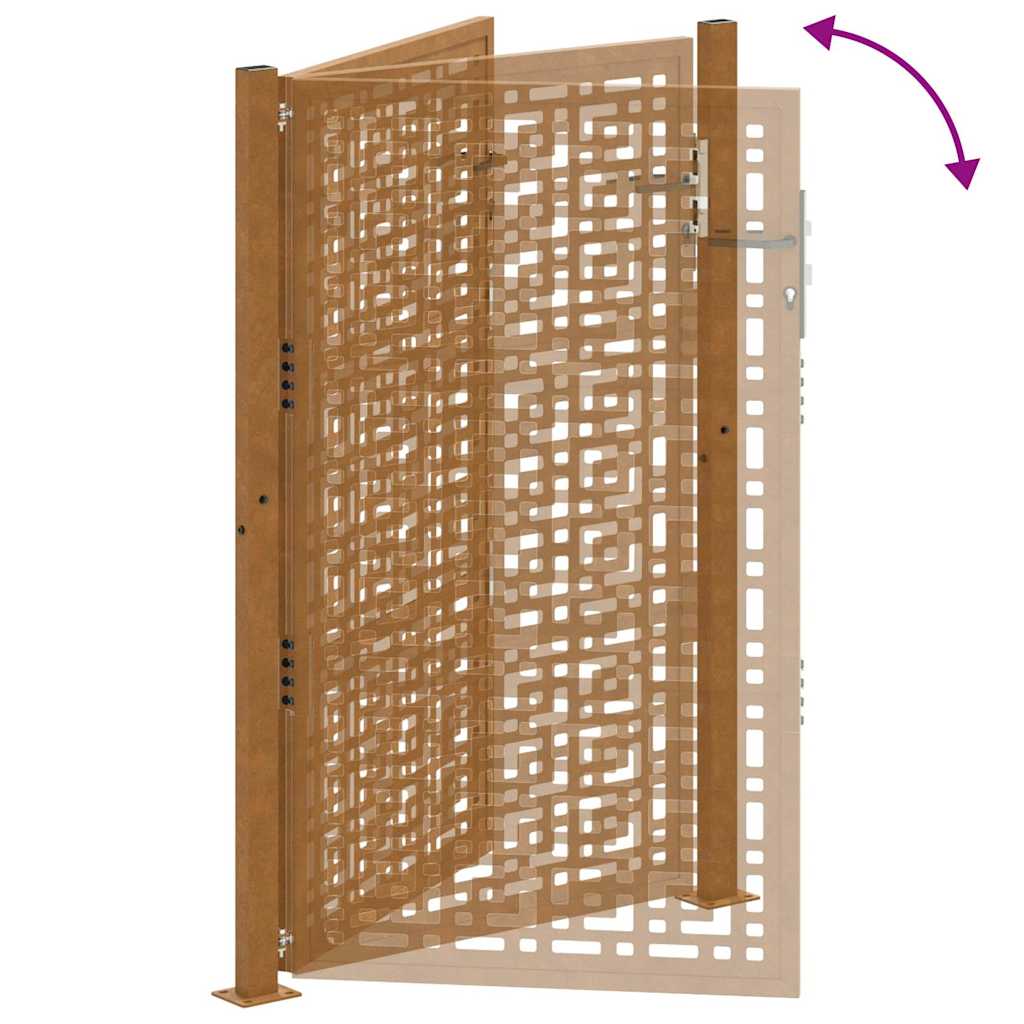 Cancello da Giardino 105x155 cm Acciaio Corten Design a Croce 4101006