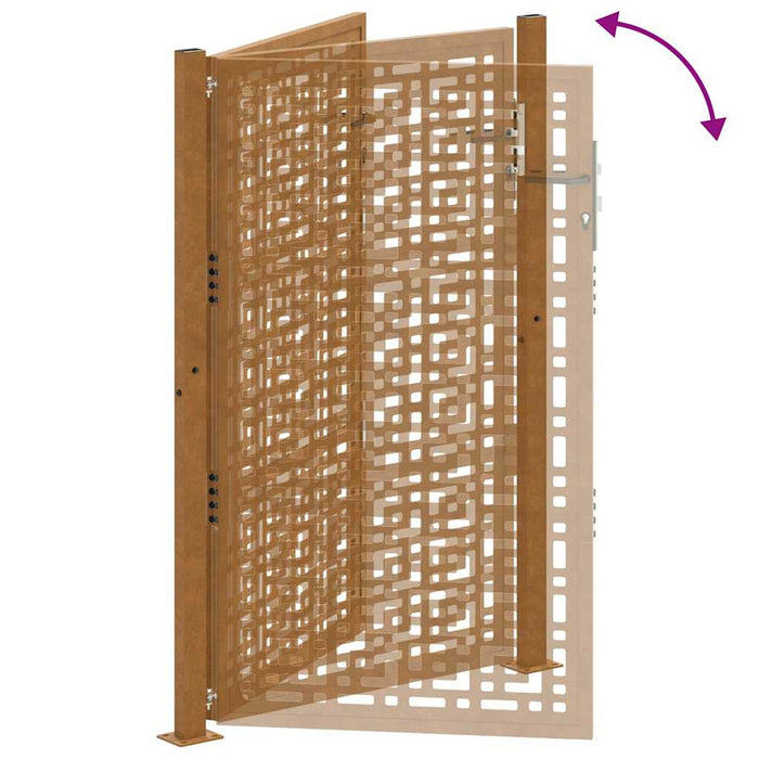 Cancello da Giardino 105x155 cm Acciaio Corten Design a Croce 4101006