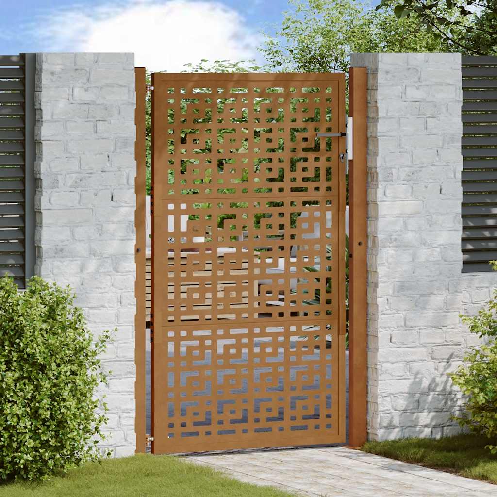 Cancello da Giardino 105x155 cm Acciaio Corten Design a Croce 4101006