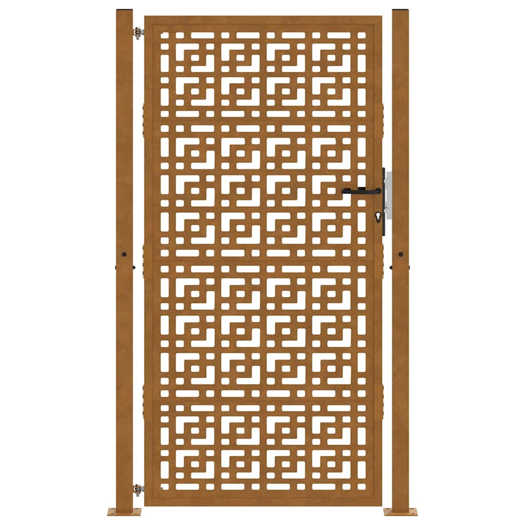 Cancello da Giardino 105x180 cm Acciaio Corten Design a Croce 4101007
