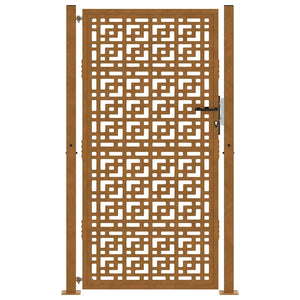 Cancello da Giardino 105x180 cm Acciaio Corten Design a Croce 4101007