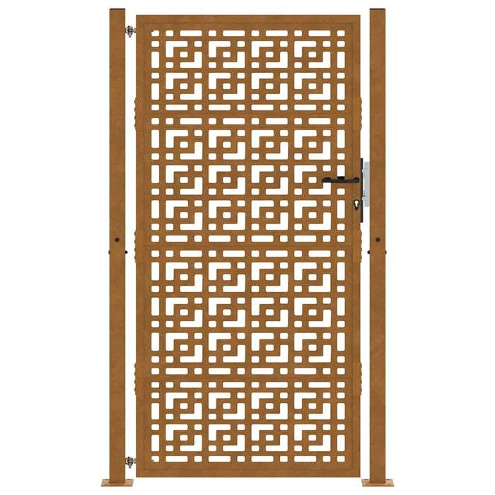 Cancello da Giardino 105x180 cm Acciaio Corten Design a Croce 4101007