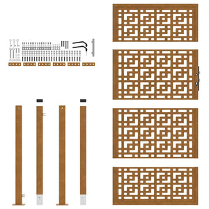 vidaXL Cancello da Giardino 105x180 cm Acciaio Corten Design a Croce