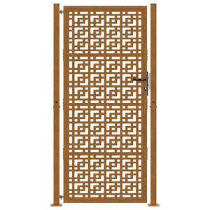 Cancello da Giardino 105x205 cm Acciaio Corten Design a Croce