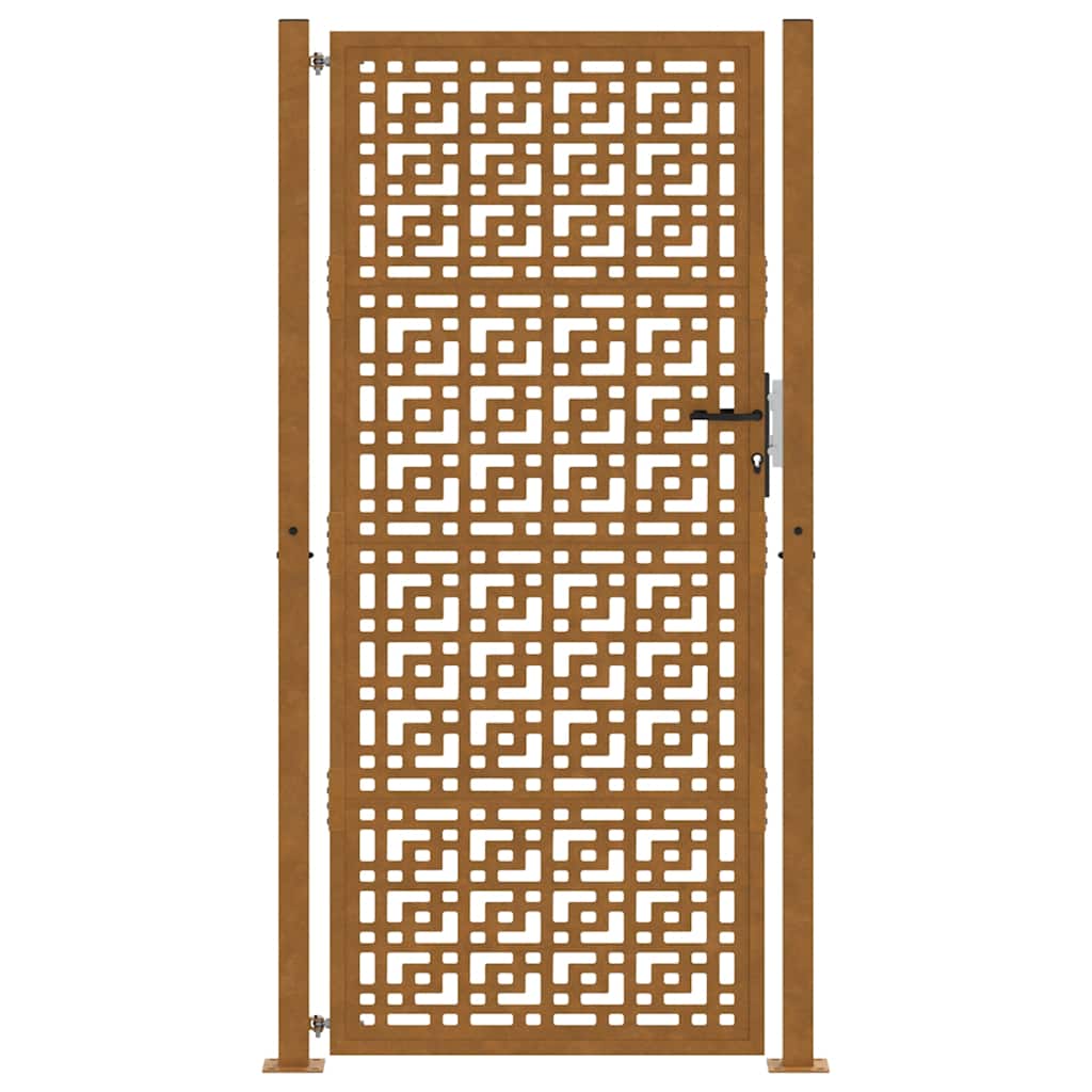 Cancello da Giardino 105x205 cm Acciaio Corten Design a Croce 4101008