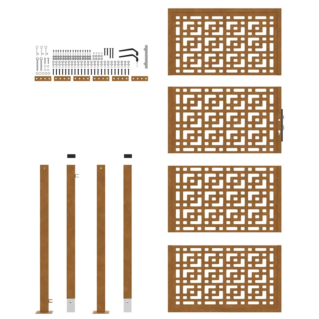 Cancello da Giardino 105x205 cm Acciaio Corten Design a Croce