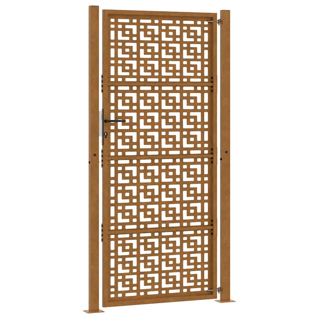 Cancello da Giardino 105x205 cm Acciaio Corten Design a Croce