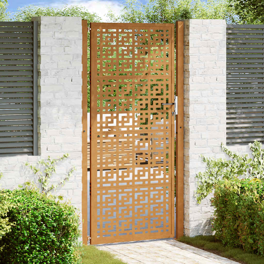 Cancello da Giardino 105x205 cm Acciaio Corten Design a Croce
