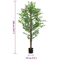 vidaXL Pianta di Ficus Artificiale 1260 Foglie 200 cm Verde