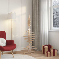 Albero di Natale in legno per decorazioni 150 cm in legno massello di pino 4103971