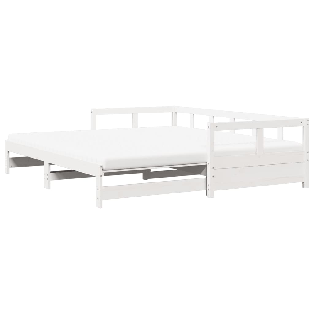 vidaXL Divano Letto con Rotelle e Materasso Bianco 90x200cm Legno Pino
