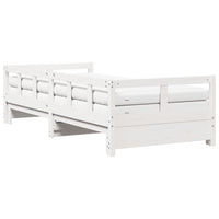 Divano Letto con Rotelle e Materasso Bianco 90x190cm Legno Pino