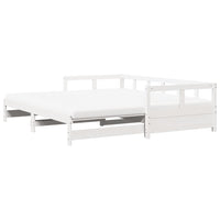 Divano Letto con Rotelle e Materasso Bianco 90x190cm Legno Pino 3321045