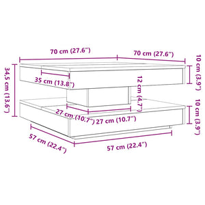 vidaXL Tavolino da Caffè Girevole a 360 Gradi Rovere 70x70x34,5 cm