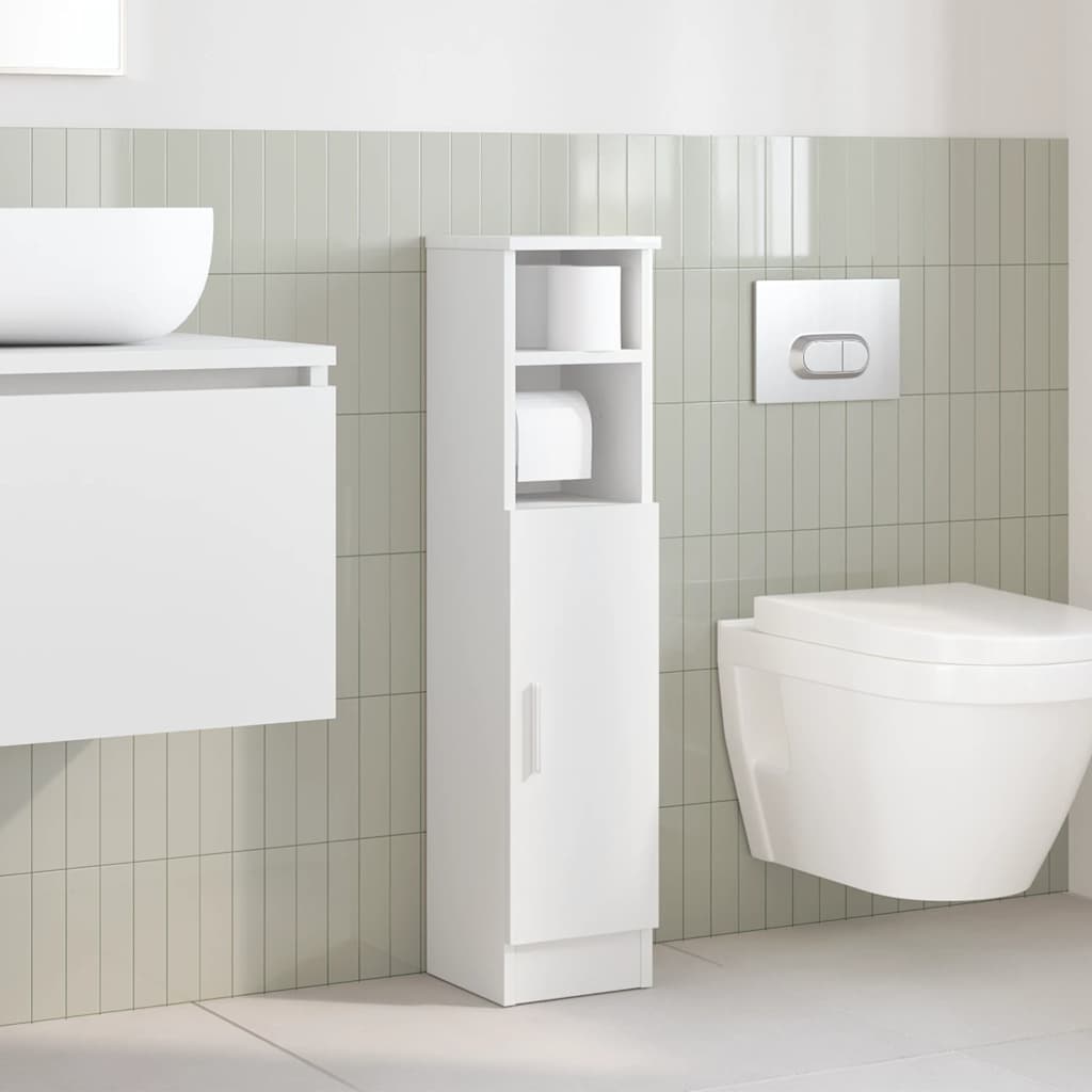 vidaXL Mobile da Bagno con Portarotolo Bianco 20,5x22x90 cm