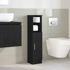 vidaXL Mobile da Bagno con Portarotolo Nero 20,5x22x90 cm