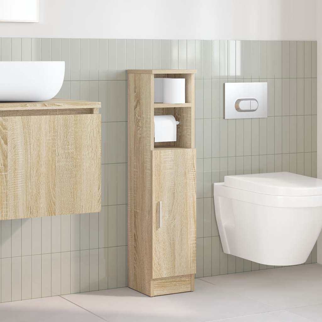 Mobile da Bagno con Portarotolo Rovere Sonoma 20,5x22x90 cm 858499
