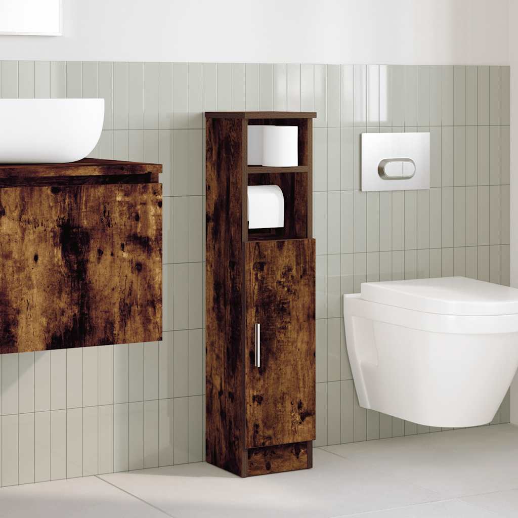vidaXL Mobile da Bagno con Portarotolo Rovere Fumo 20,5x22x90 cm