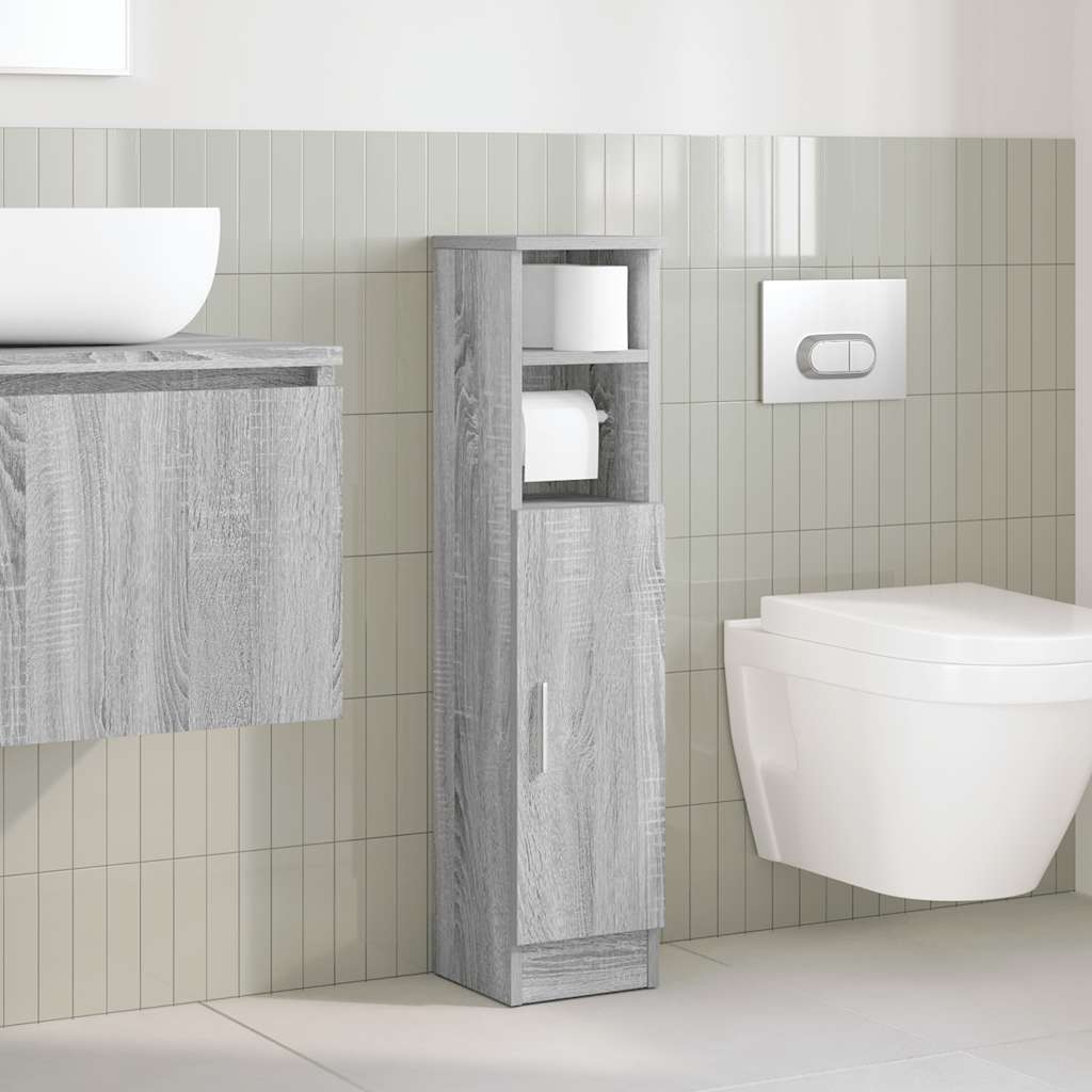 Mobile da Bagno con Portarotolo Grigio Sonoma 20,5x22x90 cm 858502