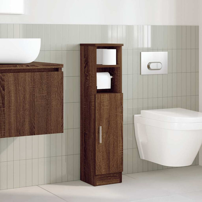 Mobile da Bagno con Portarotolo Rovere Marrone 20,5x22x90 cm 858503