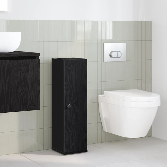 vidaXL Mobile da Bagno con Portarotolo Nero 20,5x22x72 cm