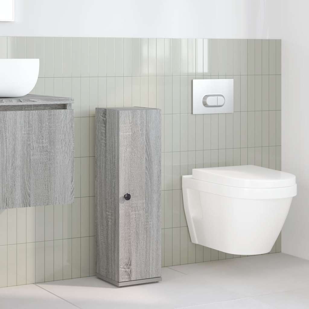 vidaXL Mobile da Bagno con Portarotolo Grigio Sonoma 20,5x22x72 cm