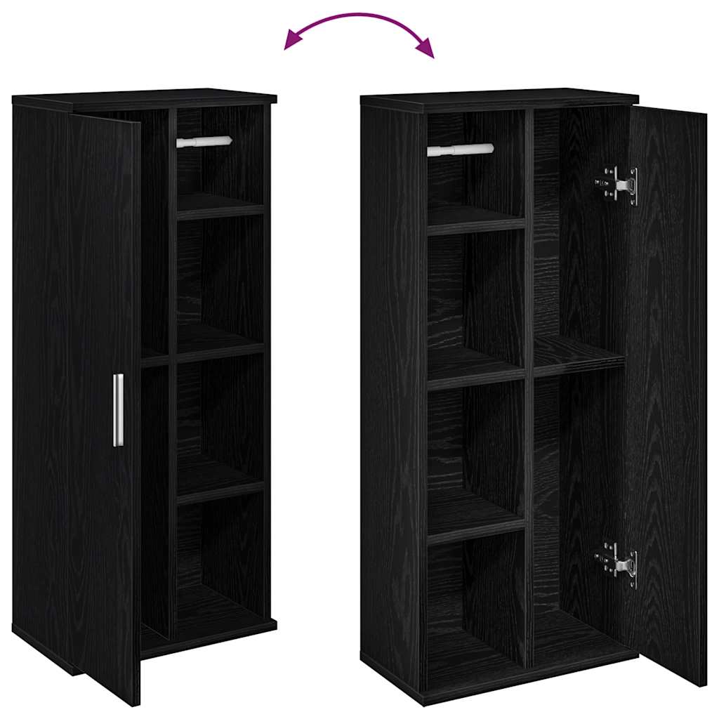 vidaXL Mobile da Bagno con Portarotolo Nero 39x22x90 cm