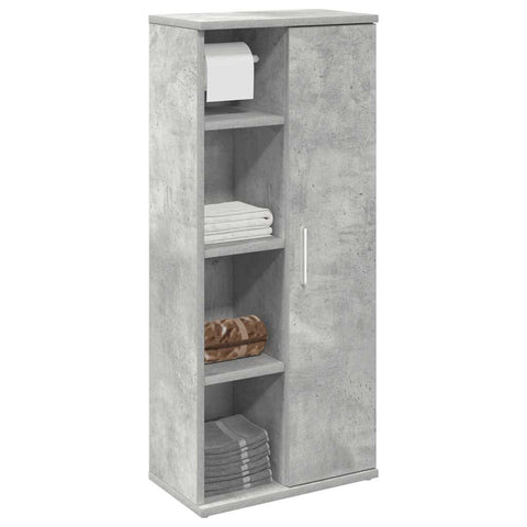 Mobile da Bagno con Portarotolo Grigio Cemento 39x22x90 cm 858527