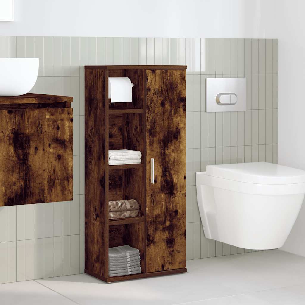 Mobile da Bagno con Portarotolo Rovere Fumo 39x22x90 cm 858528