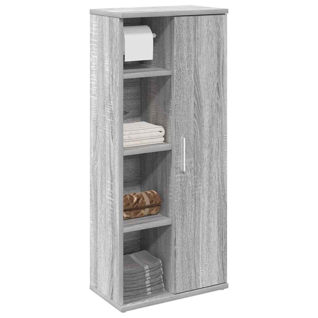 vidaXL Mobile da Bagno con Portarotolo Grigio Sonoma 39x22x90 cm