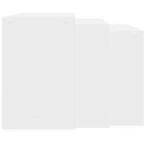 Tavolini Impilabili 3 pz Bianchi in Legno Multistrato