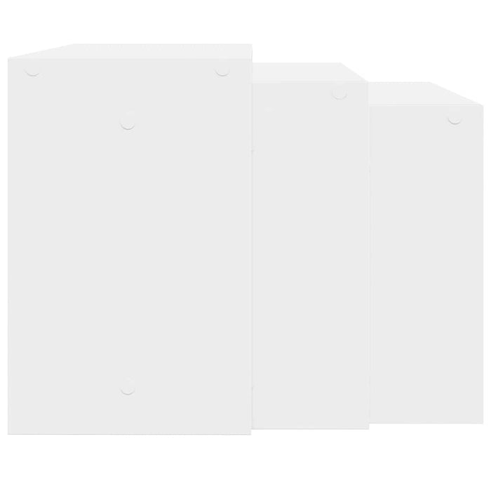 Tavolini Impilabili 3 pz Bianchi in Legno Multistrato