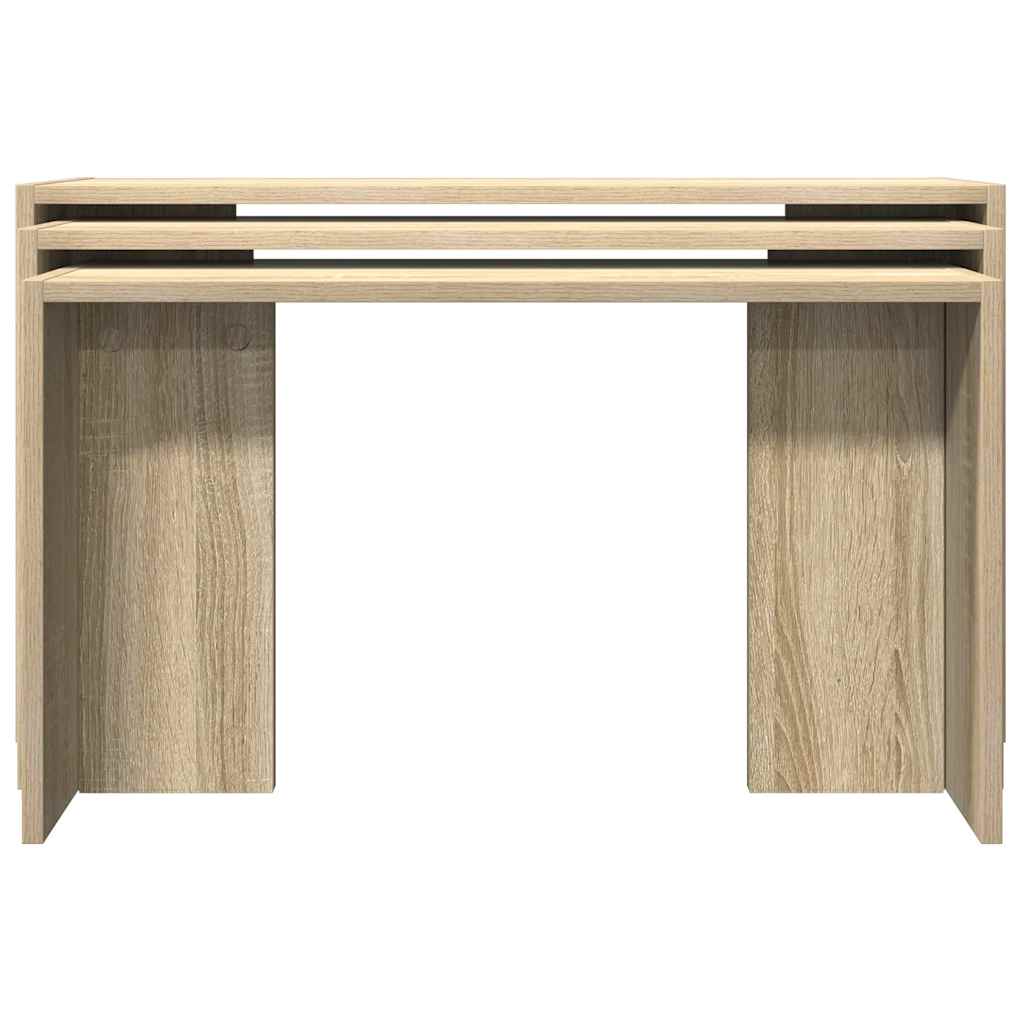 Tavolini Impilabili 3 pz Rovere Sonoma in Legno Multistrato 858535