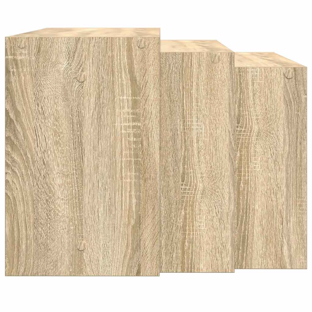 Tavolini Impilabili 3 pz Rovere Sonoma in Legno Multistrato 858535