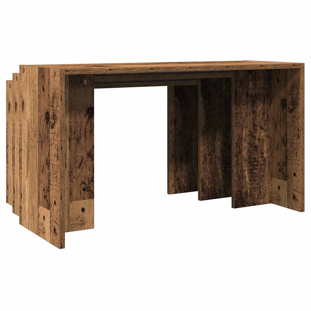 Tavolini Impilabili 3 pz Legno Antico in Legno Multistrato 858540