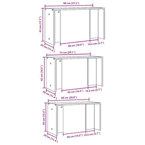 Tavolini Impilabili 3 pz Legno Antico in Legno Multistrato 858540