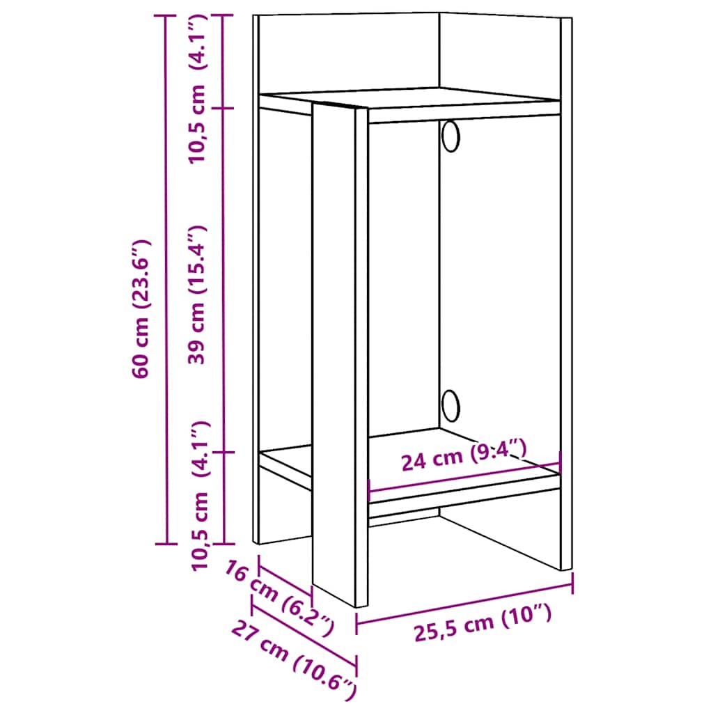 vidaXL Tavolini Laterali 2 pz con Ripiano Legno Antico 25,5x27x60 cm