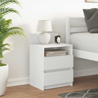 Comodino con 2 Cassetti-Tavolino da notte Bianco 40x33x60 cm