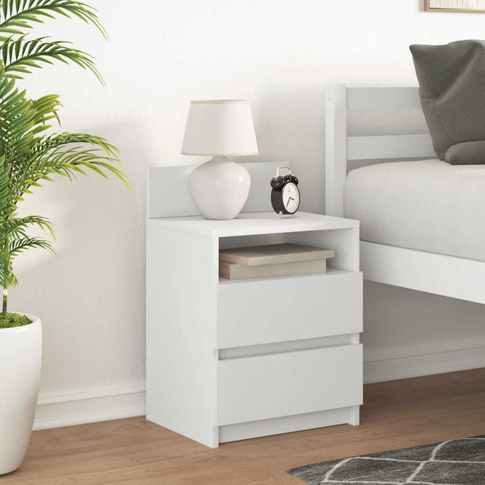 Comodino con 2 Cassetti-Tavolino da notte Bianco 40x33x60 cm