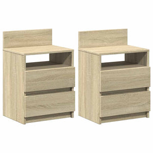 Comodini 2 pz con 2 Cassetti Rovere Sonoma 40x33x60 cm