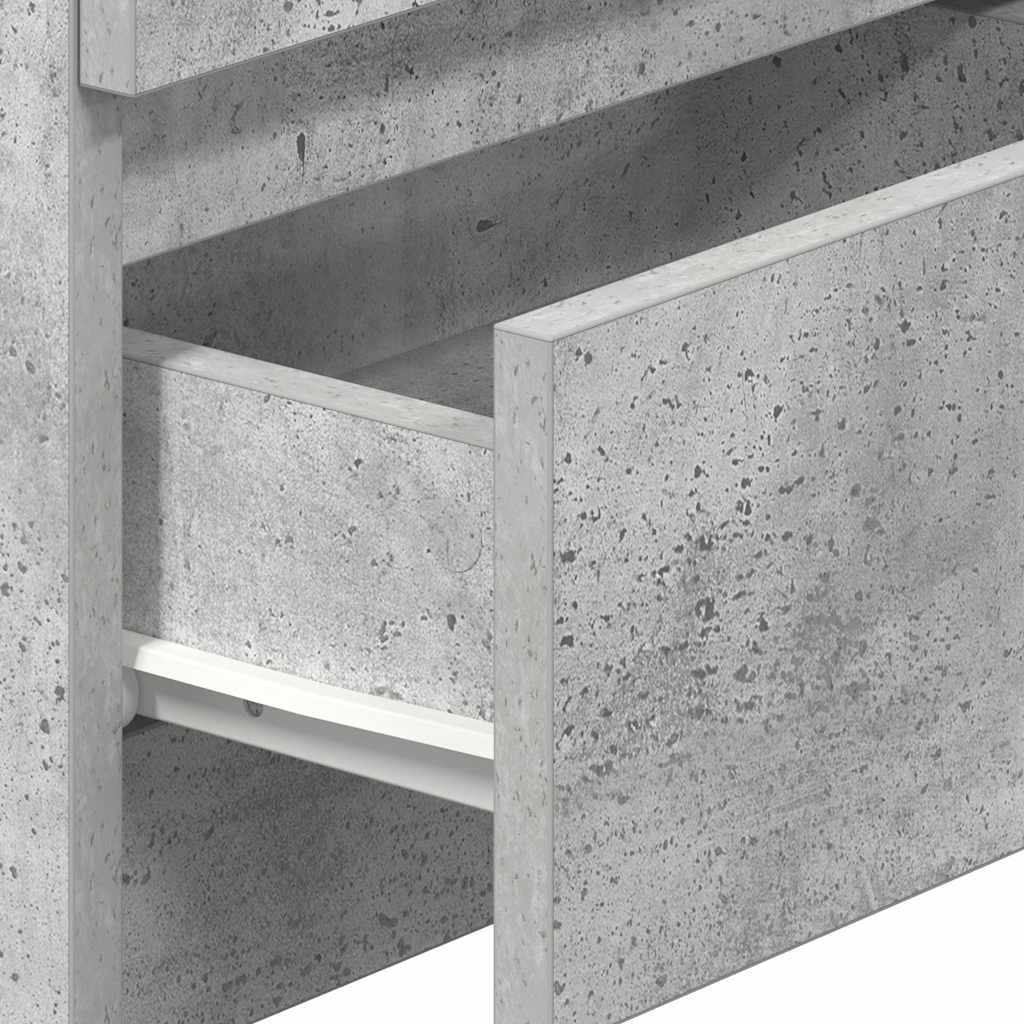 Comodino con 2 Cassetti Grigio Cemento 40x33x60 cm