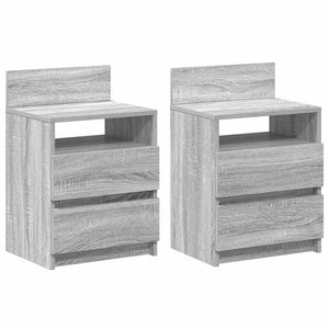 Comodini 2 pz con 2 Cassetti Grigio Sonoma 40x33x60 cm