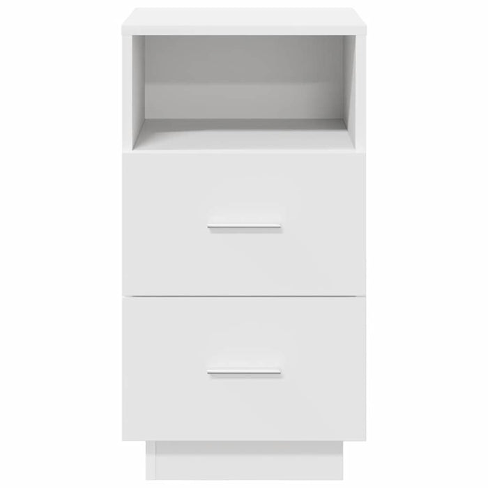 Comodino con 2 Cassetti Bianco 36x36x68 cm