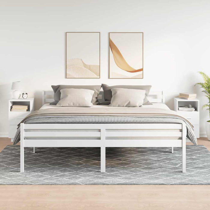 Comodini 2 pz con 2 Cassetti-Set di 2 Tavolino da notte Bianchi 36x36x68 cm