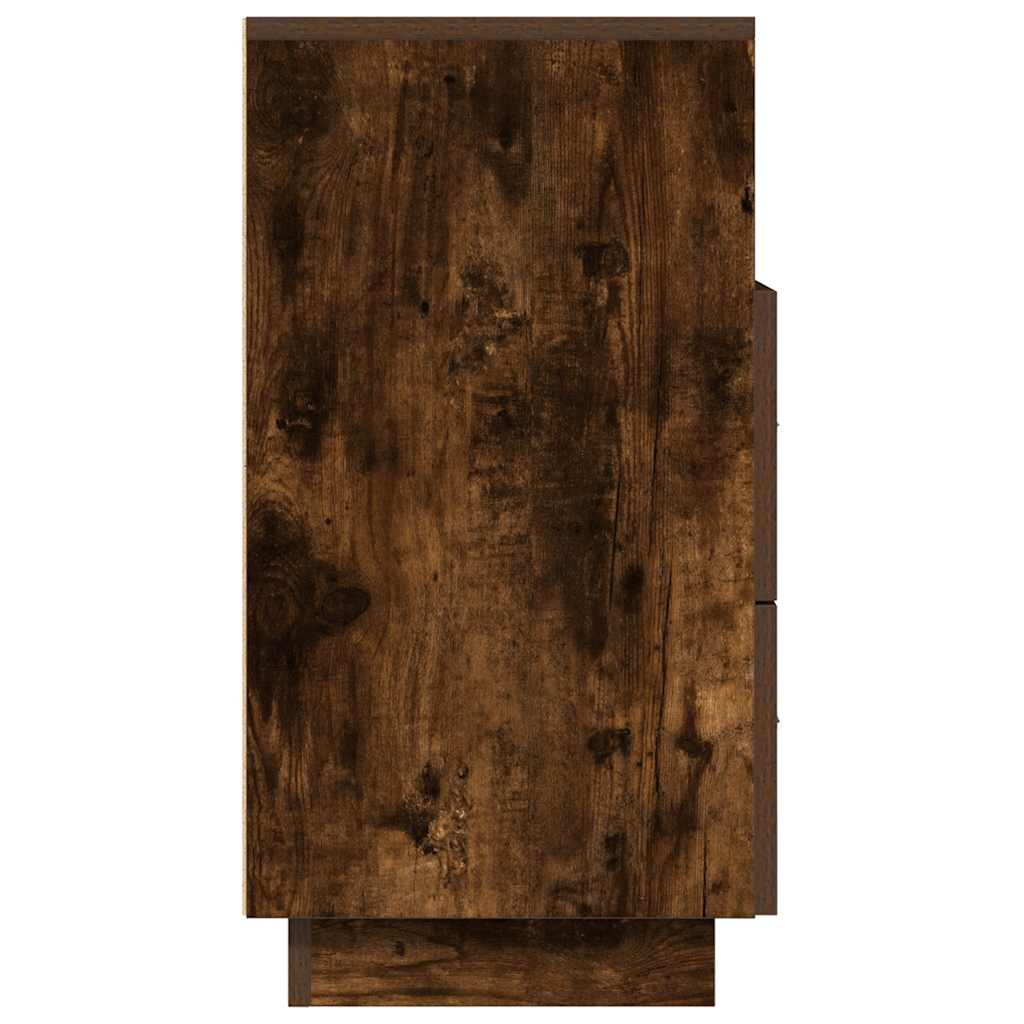 Comodino con 2 Cassetti-Tavolino da notte Rovere Fumo 36x36x68 cm