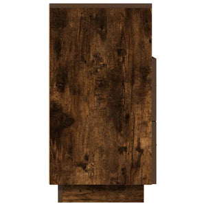 Comodino con 2 Cassetti-Tavolino da notte Rovere Fumo 36x36x68 cm